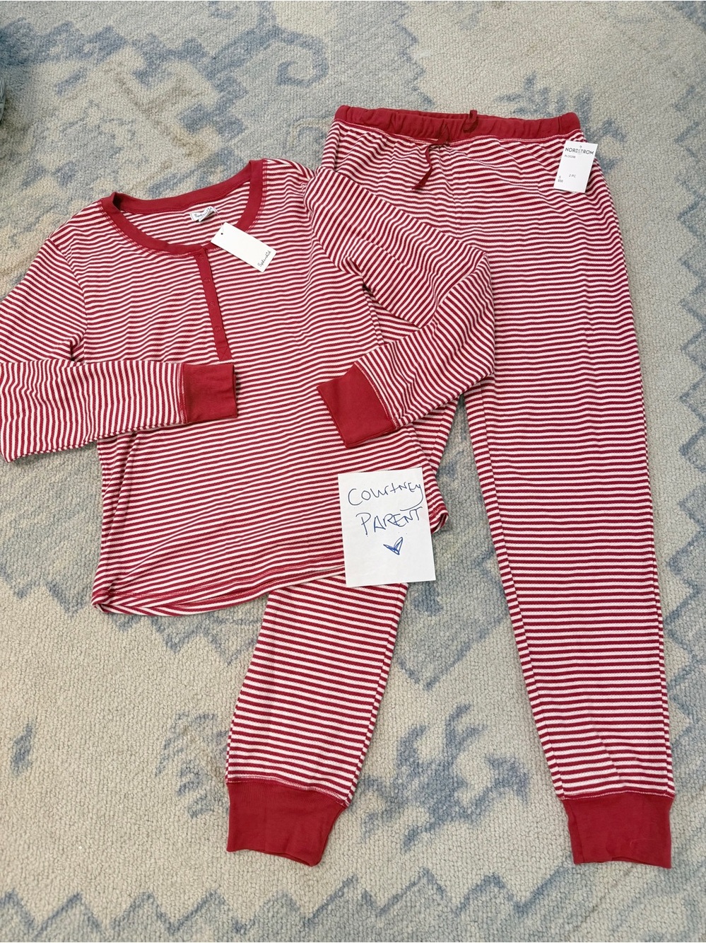 Red Stripe Kids Pajama Set - Cozy Long Sleeve Top & Pants - Picture 1 of 3